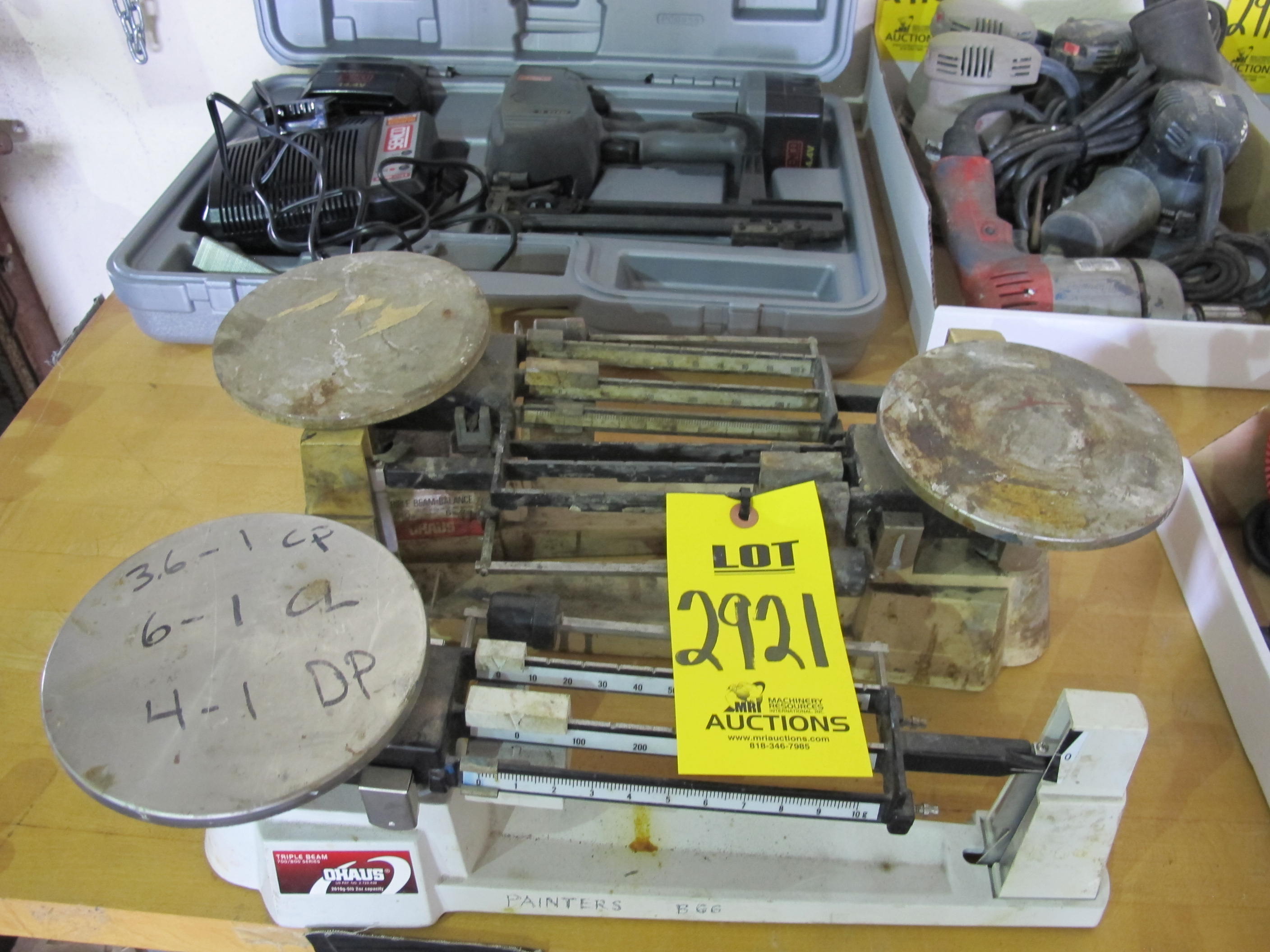 LOT (3) OHAUS TRIPLE BEAM SCALES (W-51) LOADING & HANDLING FEE $5-